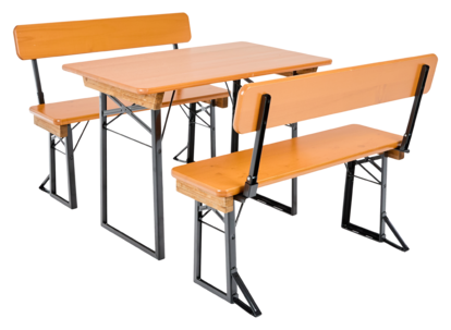 Bierzeltgarnitur Shorty mit Lehne vor transparentem Hintergrund.