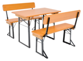 Beer garden table set Shorty with backrest on transparent background.