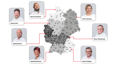 Map with the sales consultants in Germany.