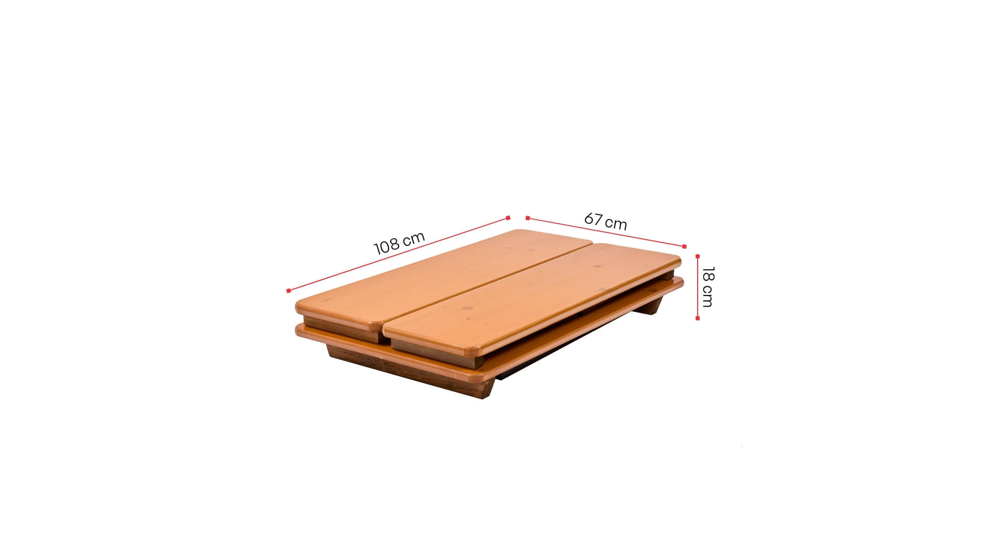 Shorty beer garden table sets are shown with their folded dimensions.