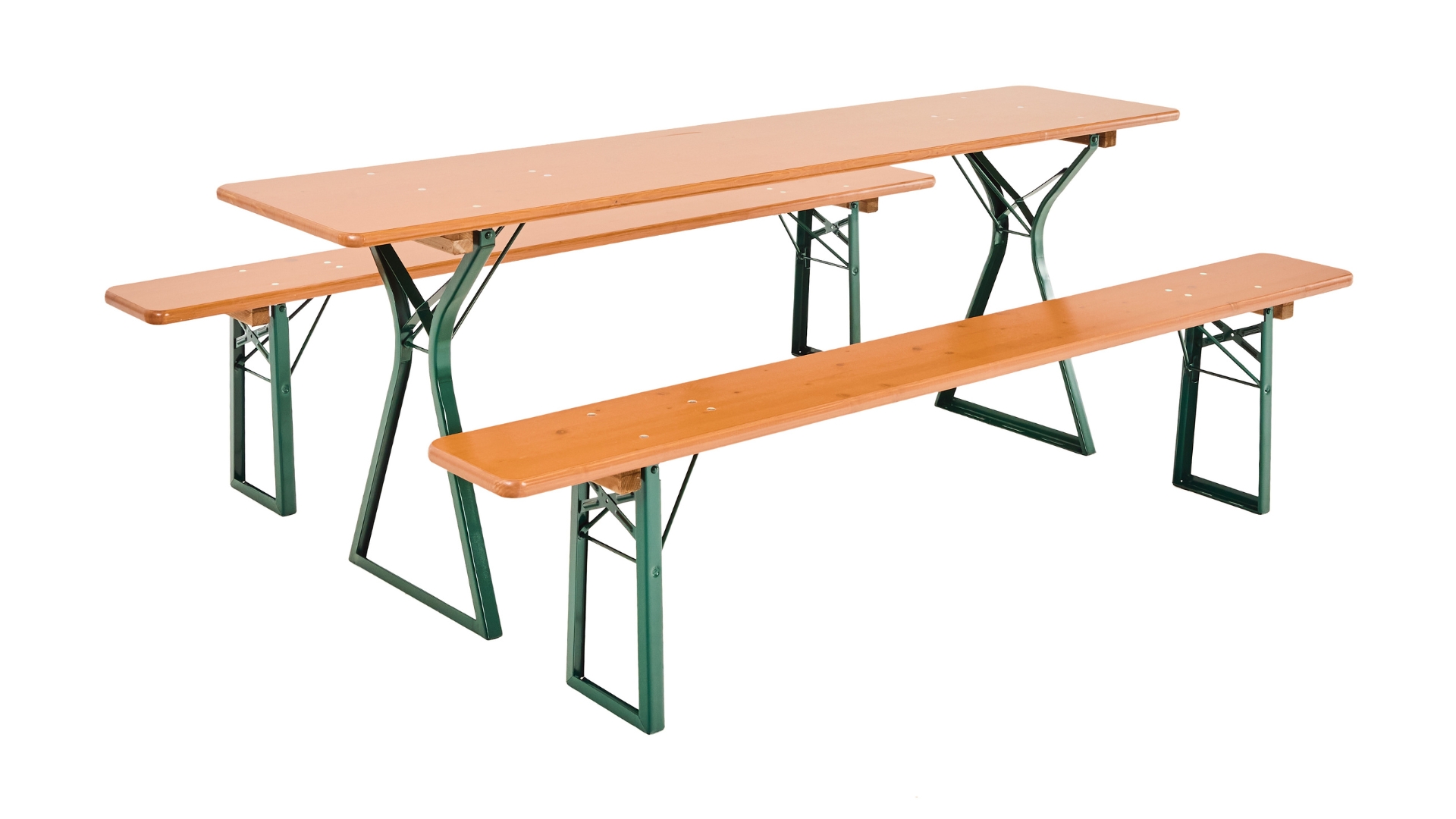 Beer garden table set with legroom in the color pine