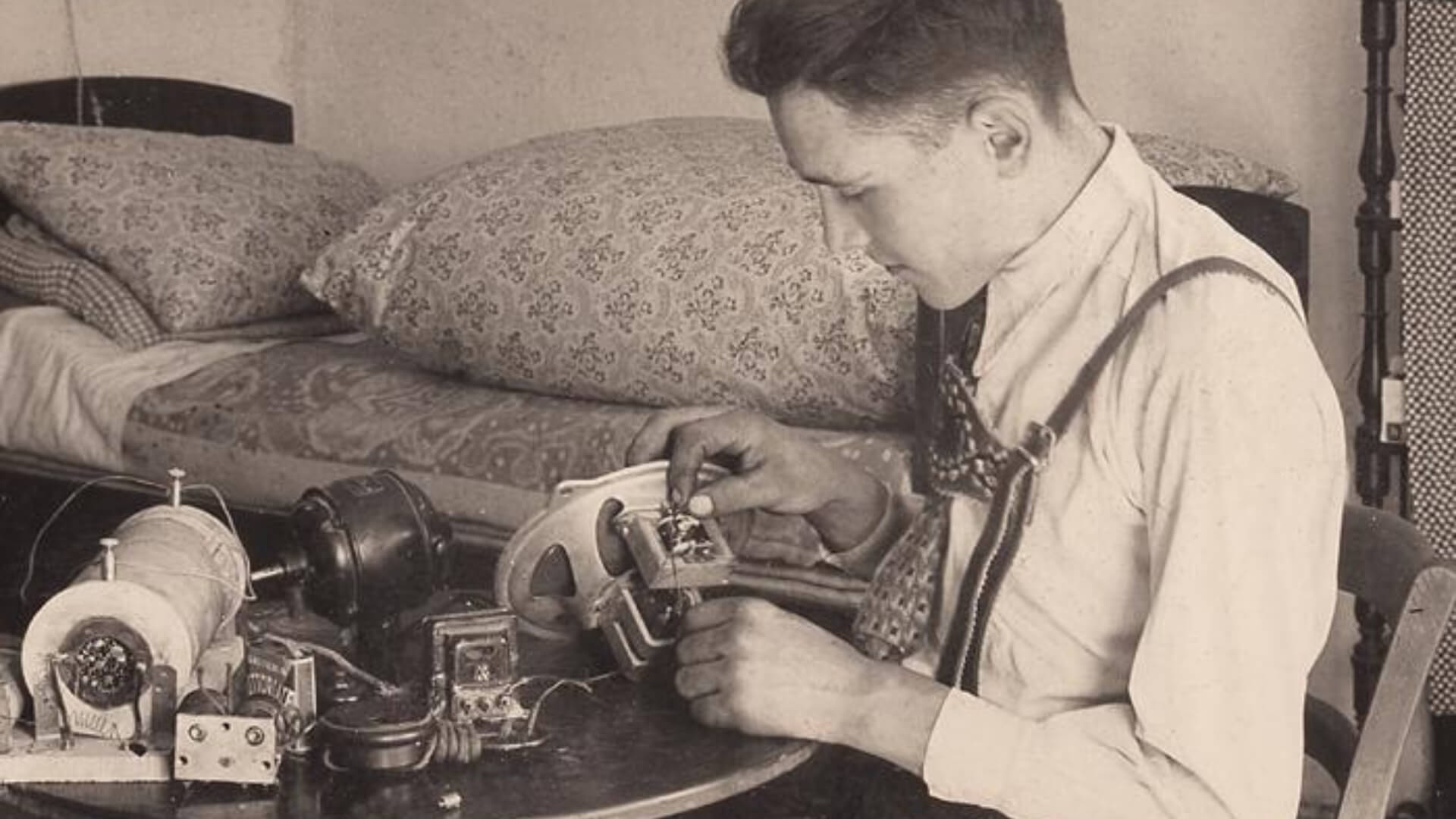 Franz Zingerle sits in the house where he was born, which later became a workshop.