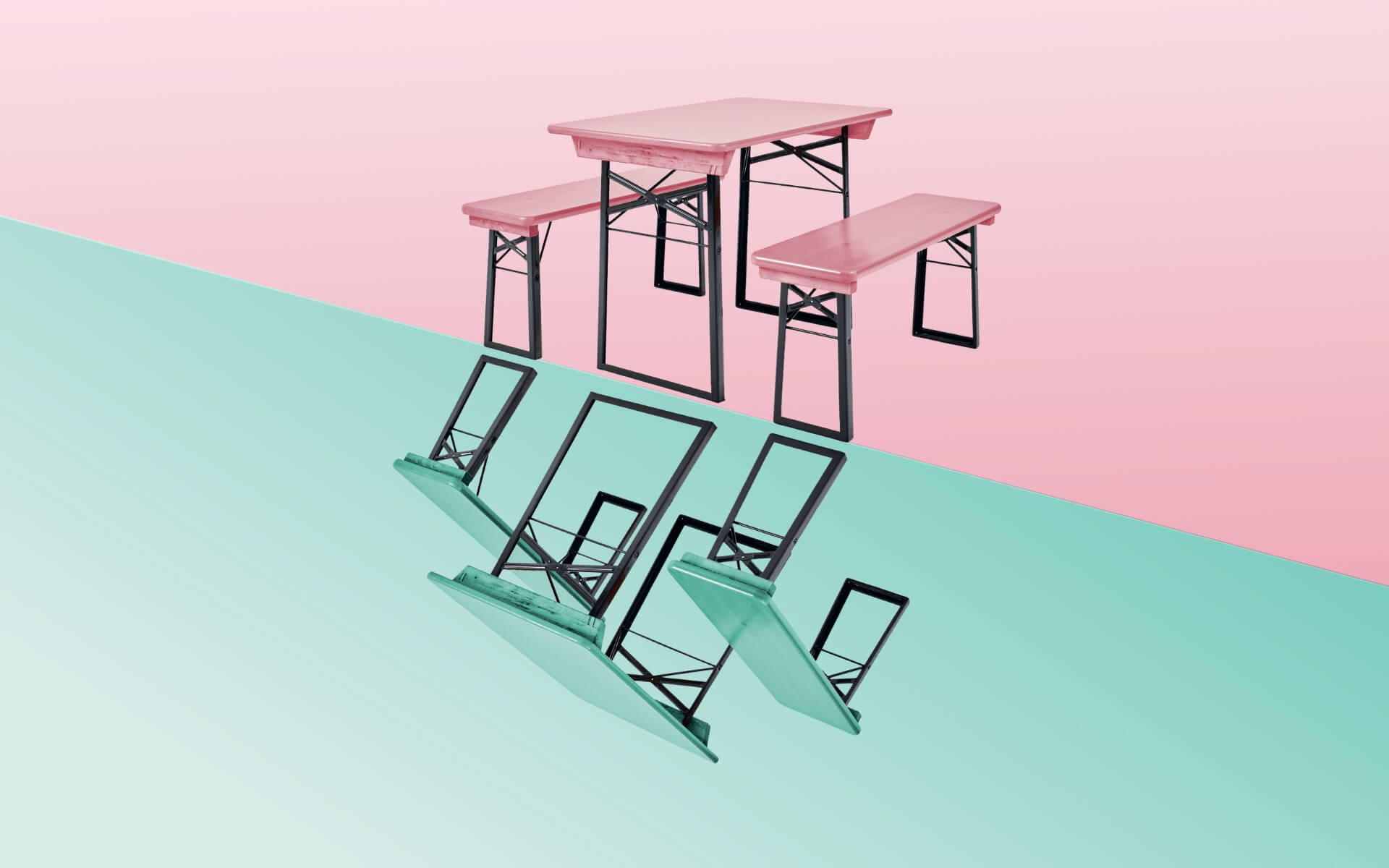 Small beer garden table set Shorty in the candy colour..