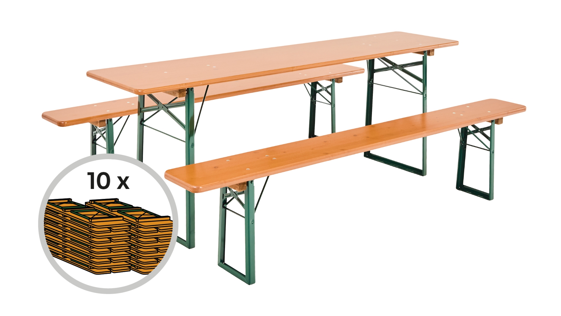 The classic set of 10 beer table sets in the color pine