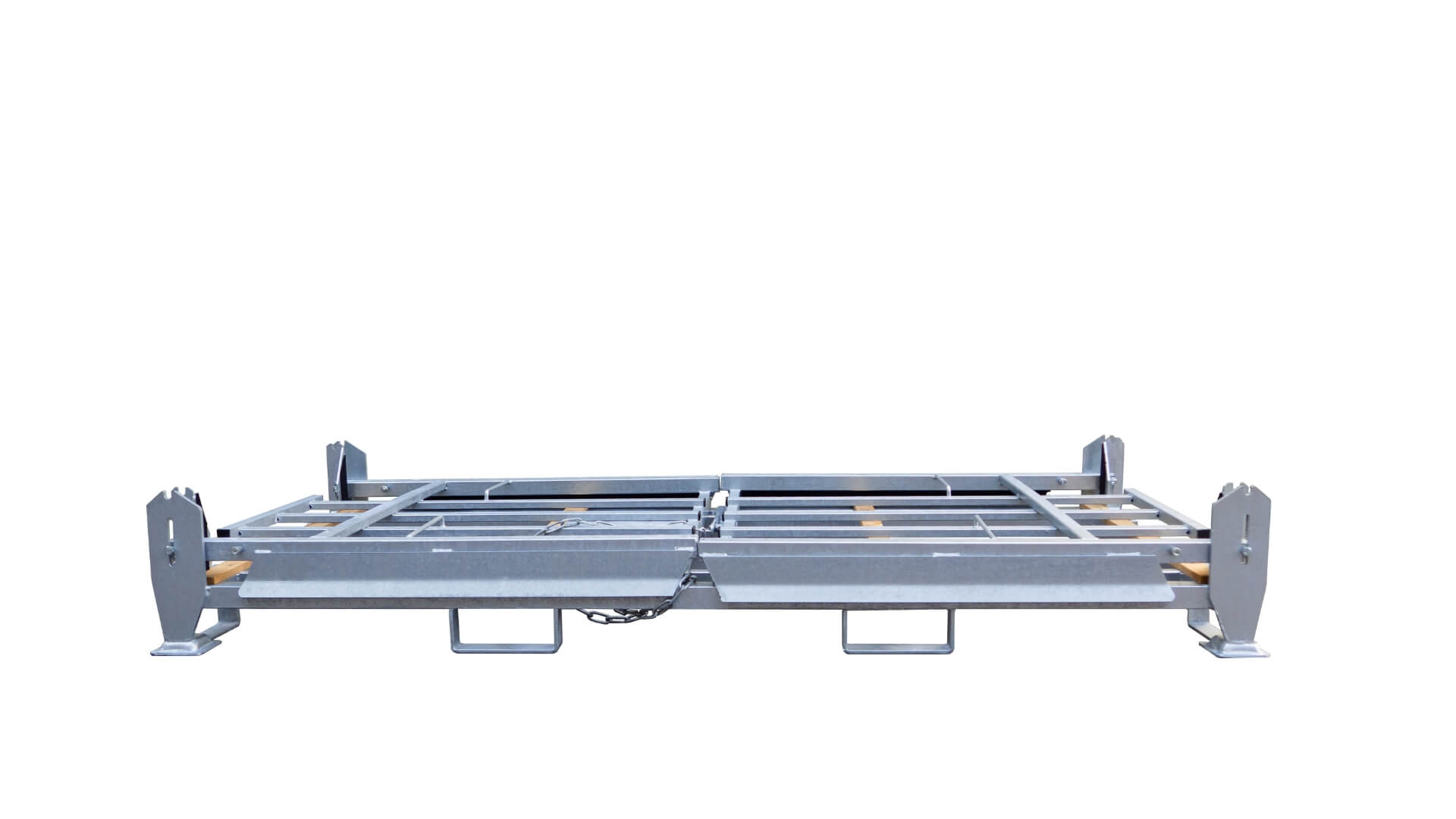 Die Seitenteile der Transportbox sind im zusammengeklappten Zustand.