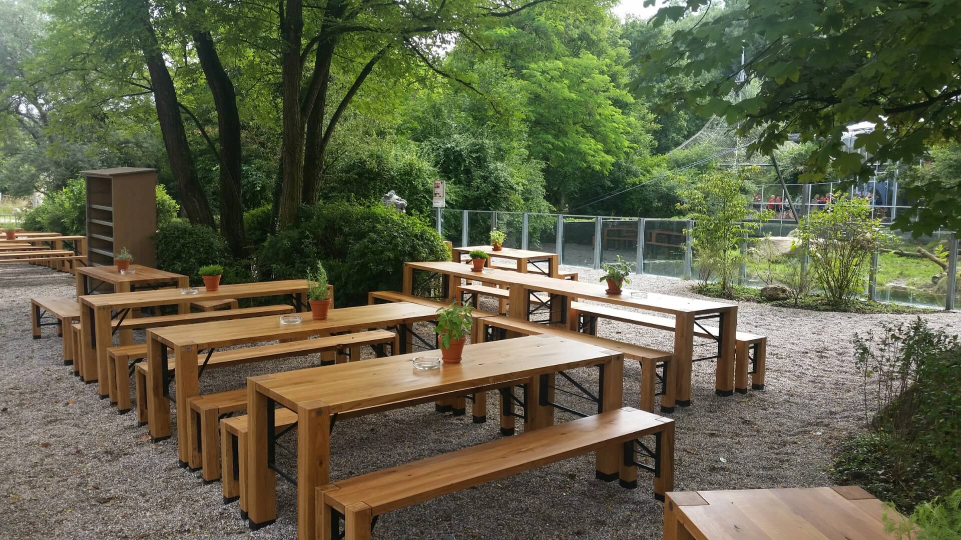 Several Lagos are set up in the Tao Garden at Munich Zoo.
