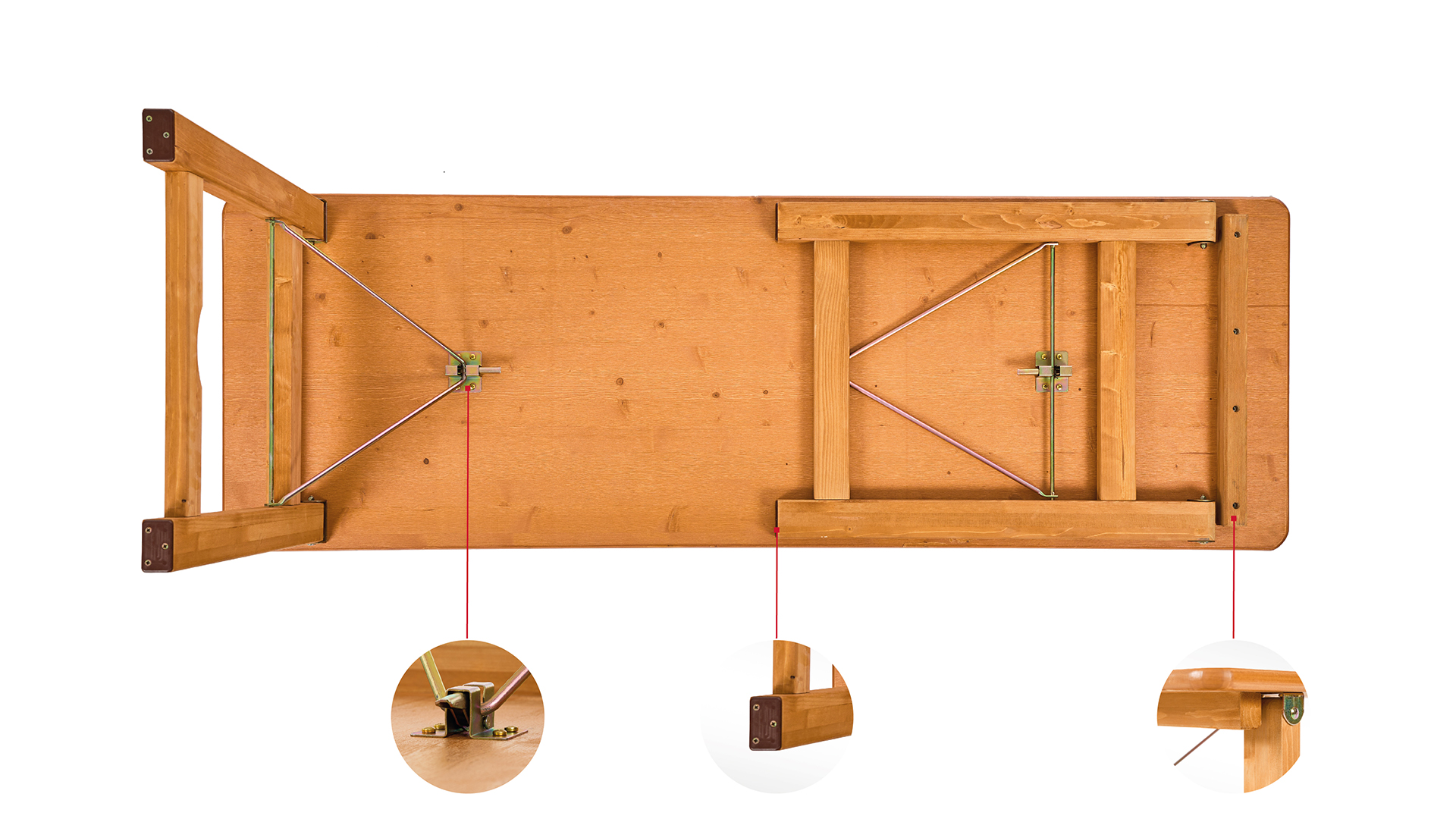 Die Unterseite der Designgarnitur Rustica inklusive kleinen Kreisen mit Detailfotos der Konstruktion werden in dieser Grafik dargestellt.