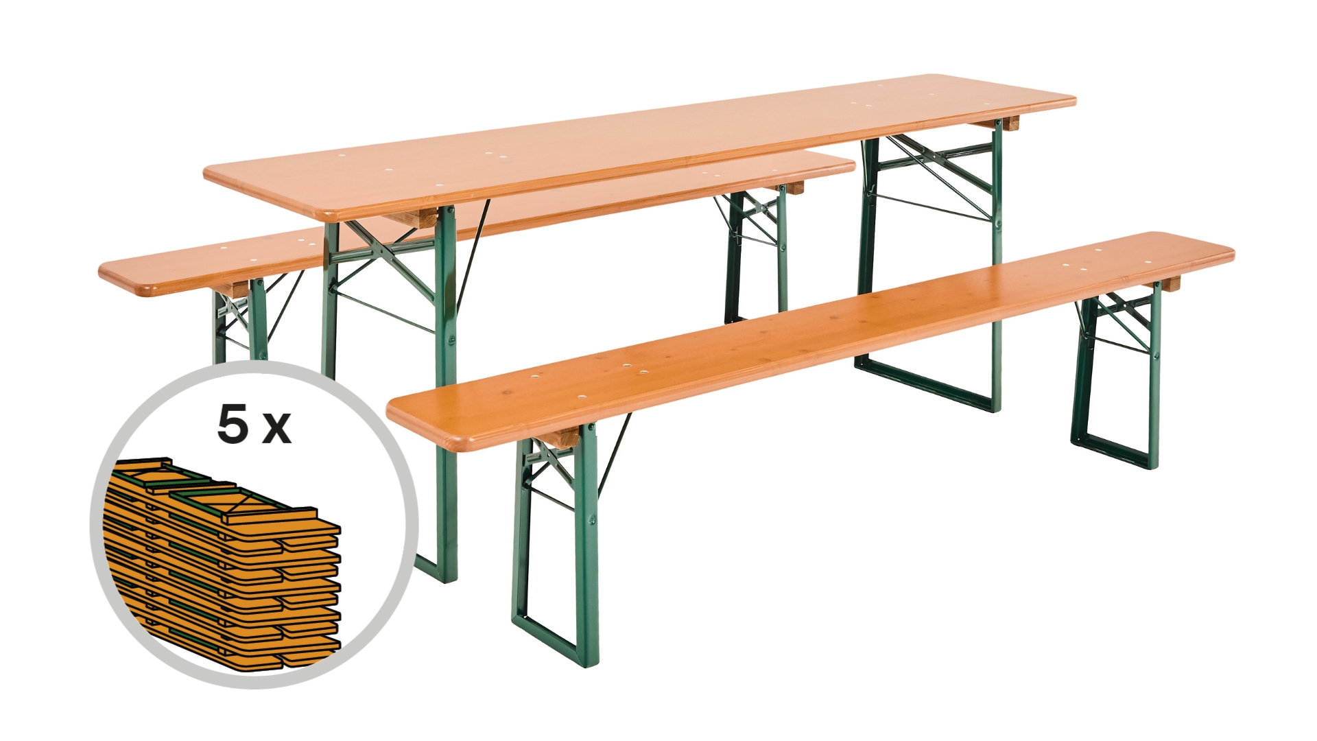 The classic set of 5 beer table sets in the color pine