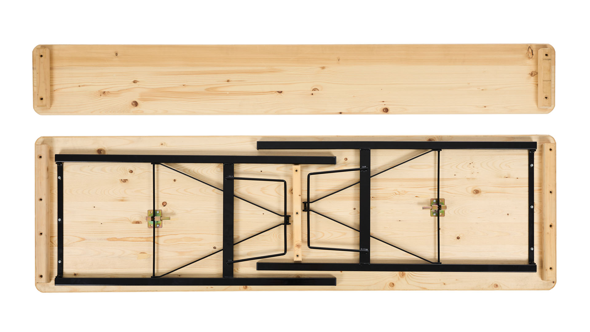 The top view of the poseur table "200x60" with footboard folded.