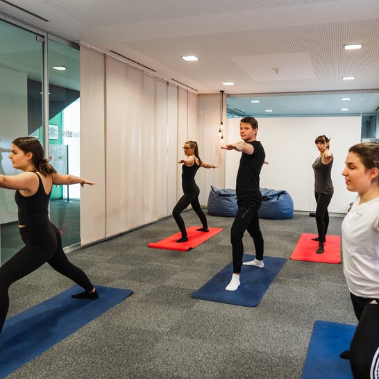 Our team has the opportunity to practice yoga.