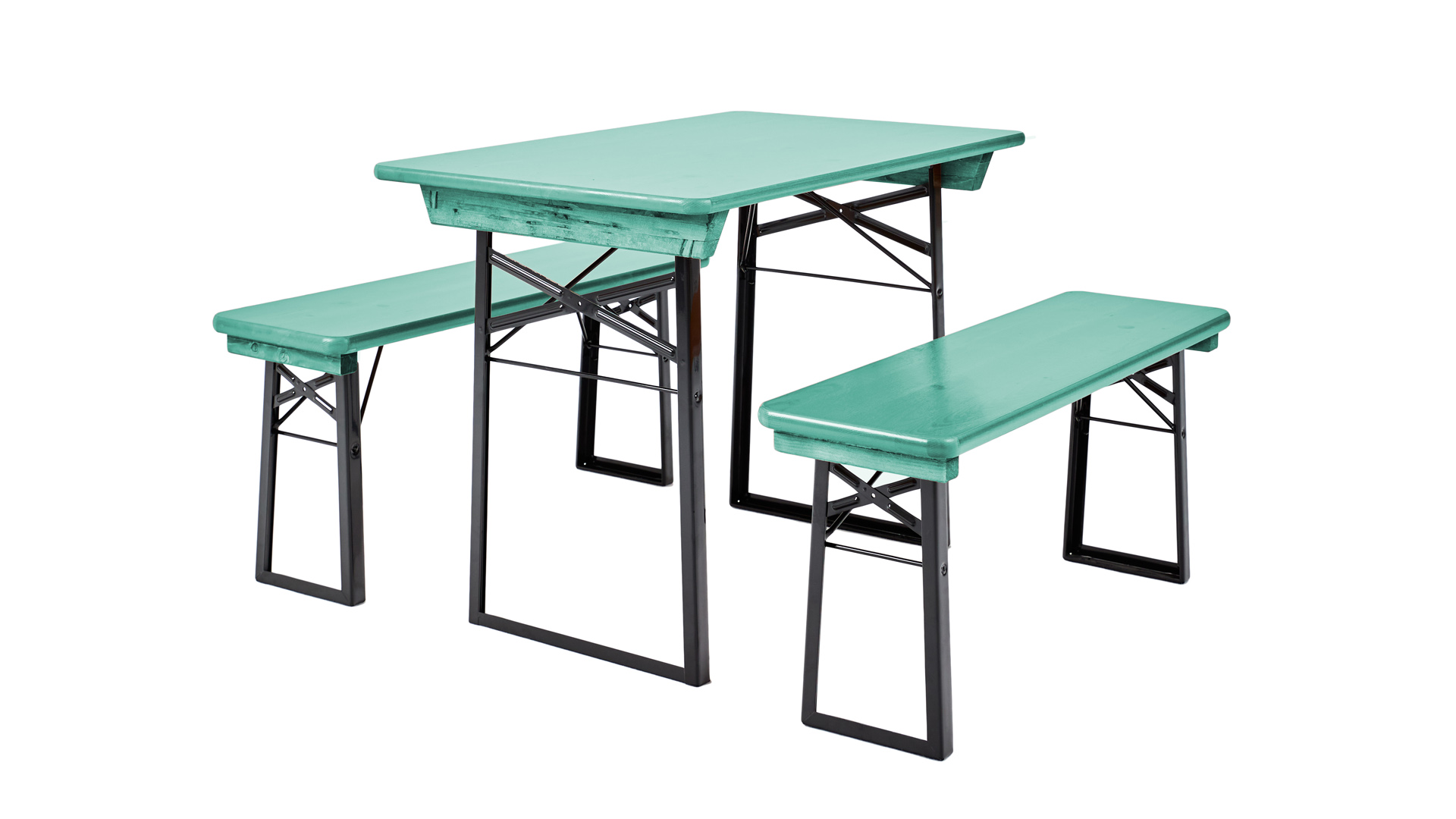 The small beer garden table set Shorty in the colour mint green.