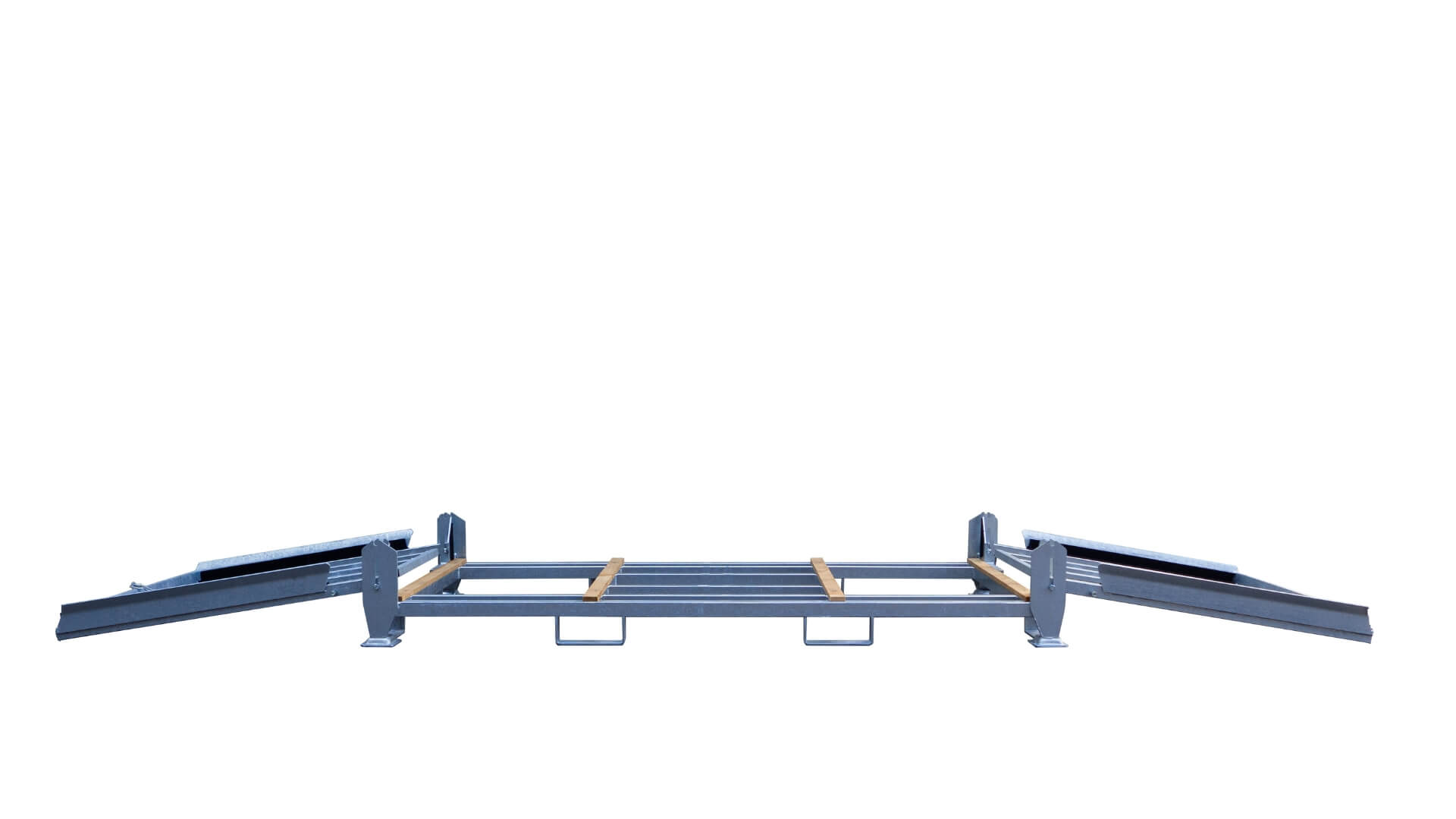 Die Seitenteile der Transportbox sind im aufgeklappten Zustand.