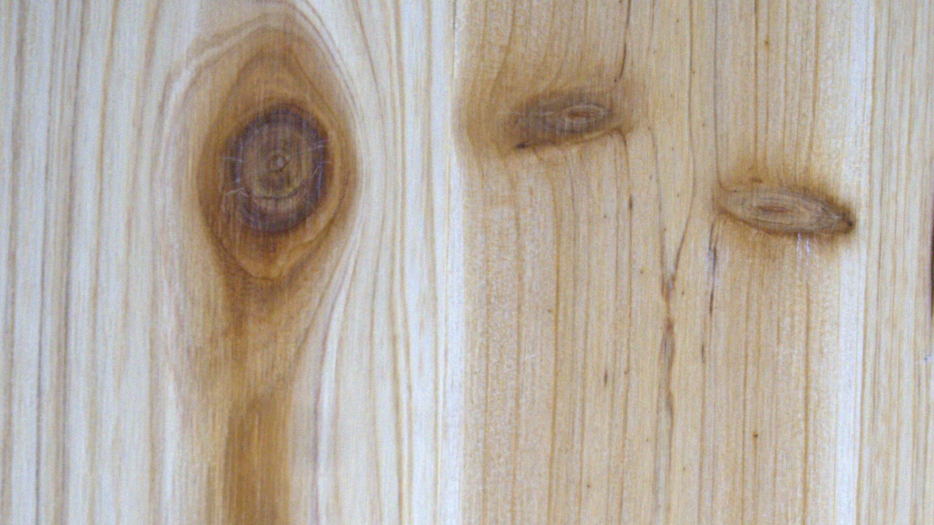 Die Holzplatte der Bierzeltgarnitur in Baumarktqualität enthält viele Asteinschlüsse.