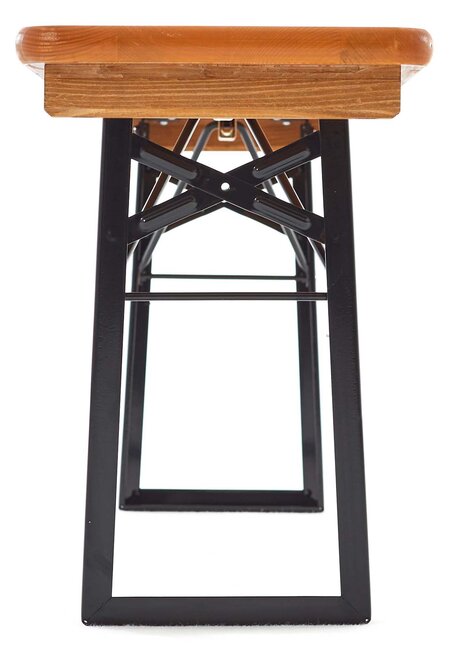 The side view of the small beer bench in pine.