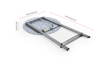 The dimensions of the bar table Unkaputtbar with parasole hole.