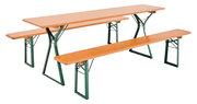 Beer garden table set with legroom in the color pine.