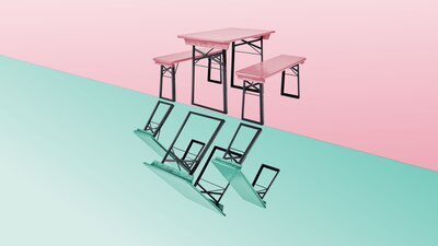 Beer garden table sets in custom special colors.