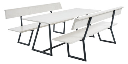 Die Designgarnitur Riva in weiß ist abgebildet.